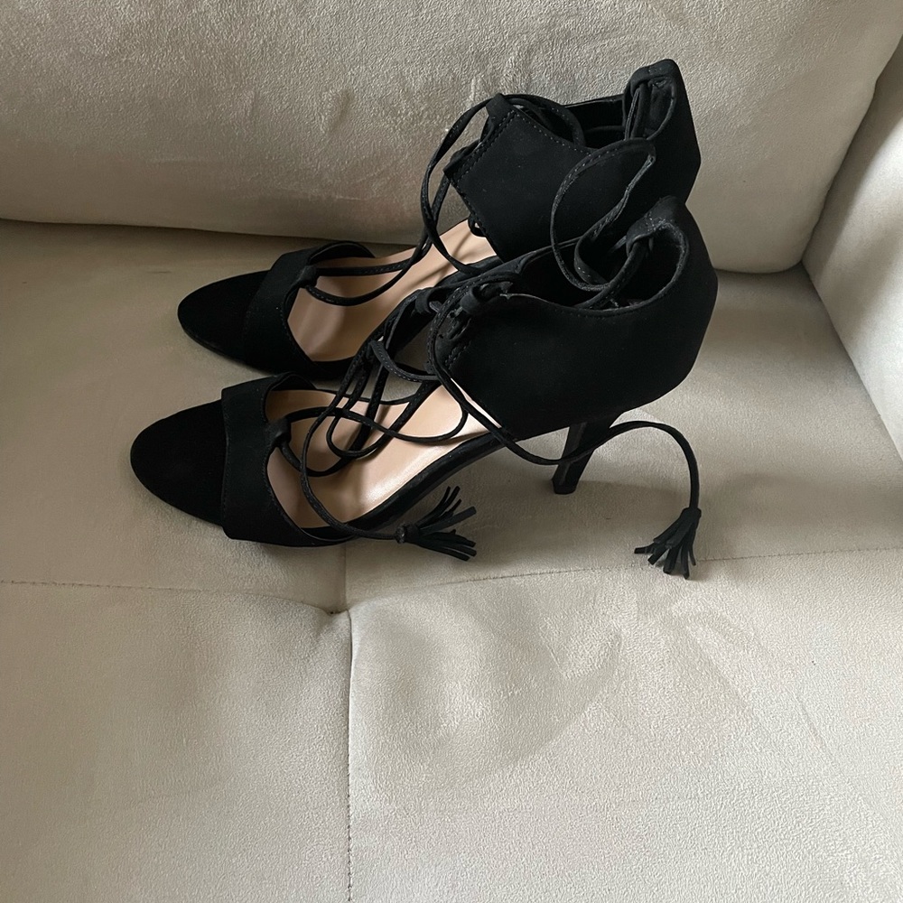 Lace up suede high heels. Very classy!